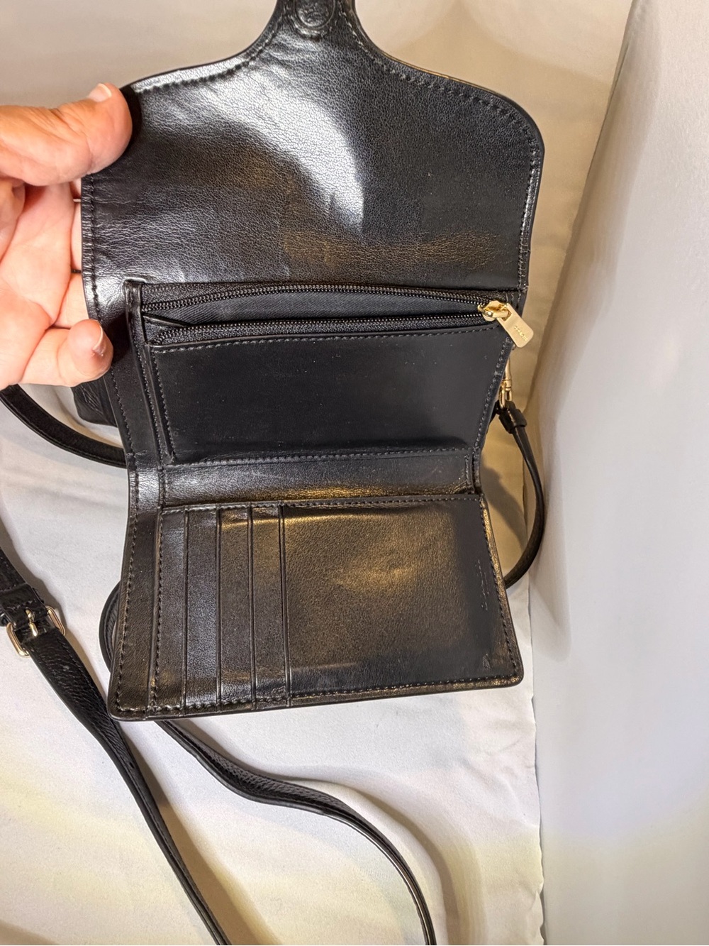 Coach Black Pebbled Leather Crossbody with Matching Wallet - Gold Hardware - Picture 4 of 7